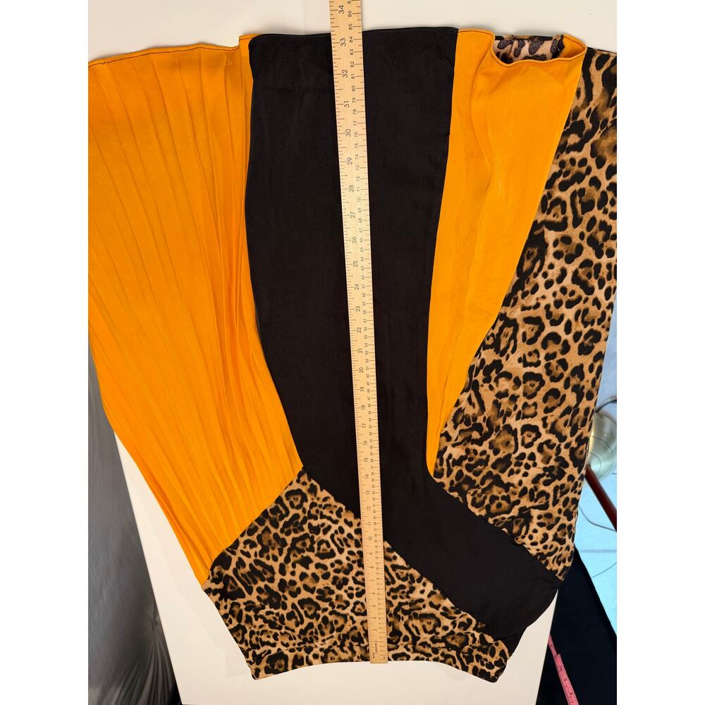 Lucy Paris Leopard Color Block Pleated Midi Skirt… - image 8